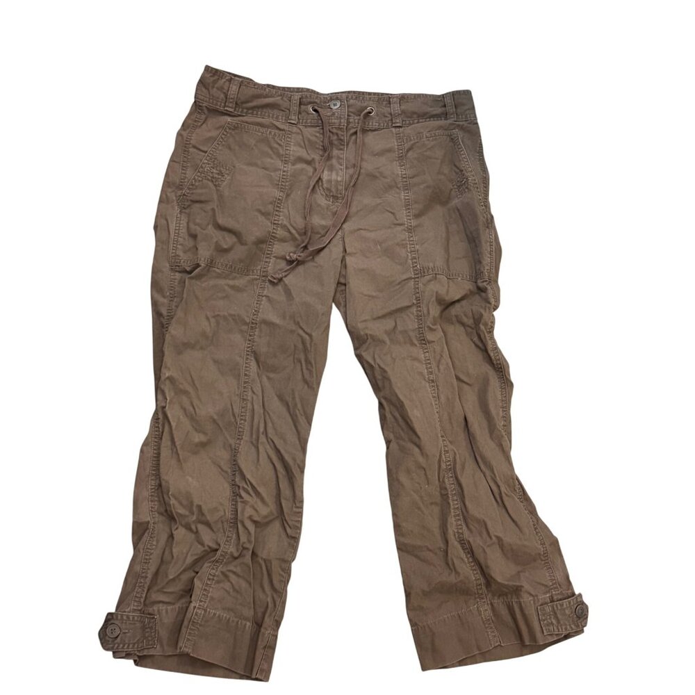 Jones New York Sport Brown Capri Pants Size 8 100% Cotton Womens Casual Wear